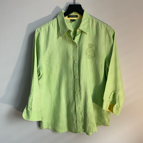 Lauren Ralph Lauren Tops - Lauren Ralph Lauren Button Down Linen Blouse Large